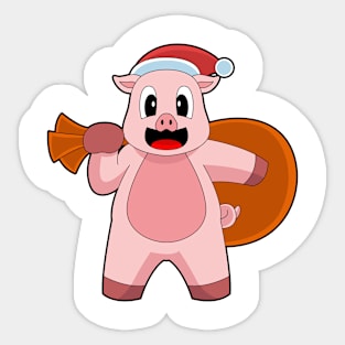 Pig Christmas Sack Sticker